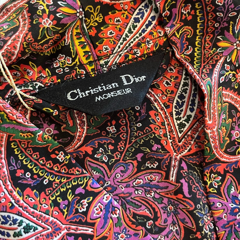 Vintage Christian Dior Monsieur Robe - Satin - Paisley  RARE design
